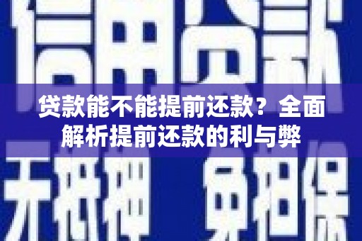 武川贷款能不能提前还款？全面解析提前还款的利与弊