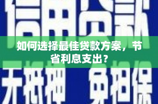 武川如何选择最佳贷款方案，节省利息支出？