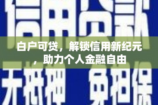 武川白户可贷，解锁信用新纪元，助力个人金融自由
