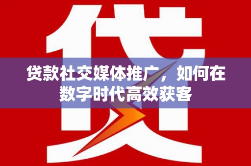 武川贷款社交媒体推广，如何在数字时代高效获客