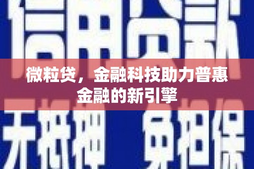 武川微粒贷，金融科技助力普惠金融的新引擎