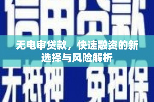 武川无电审贷款，快速融资的新选择与风险解析