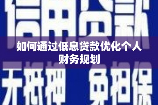 武川如何通过低息贷款优化个人财务规划