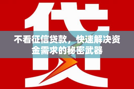 武川不看征信贷款，快速解决资金需求的秘密武器