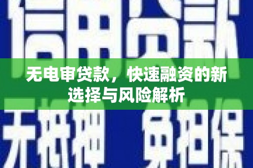 武川无电审贷款，快速融资的新选择与风险解析