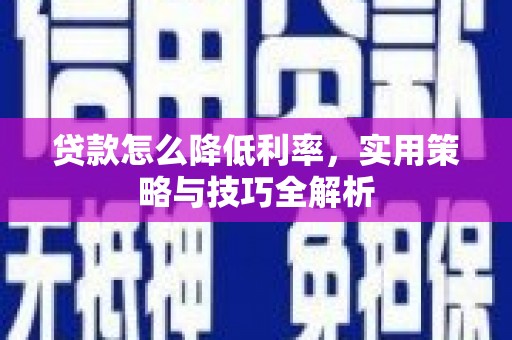 武川贷款怎么降低利率，实用策略与技巧全解析
