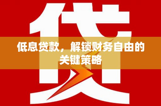 武川低息贷款，解锁财务自由的关键策略