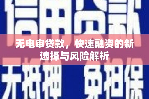 武川无电审贷款，快速融资的新选择与风险解析