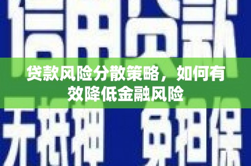 武川贷款风险分散策略，如何有效降低金融风险