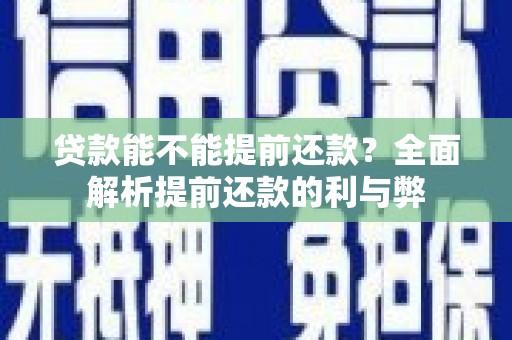 武川贷款能不能提前还款？全面解析提前还款的利与弊