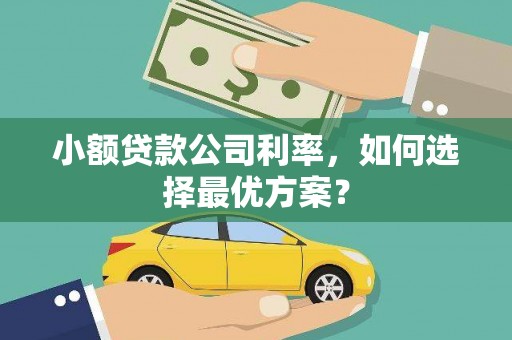 武川小额贷款公司利率，如何选择最优方案？