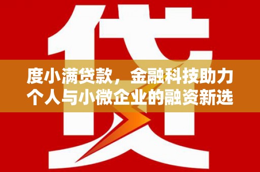 武川度小满贷款，金融科技助力个人与小微企业的融资新选择