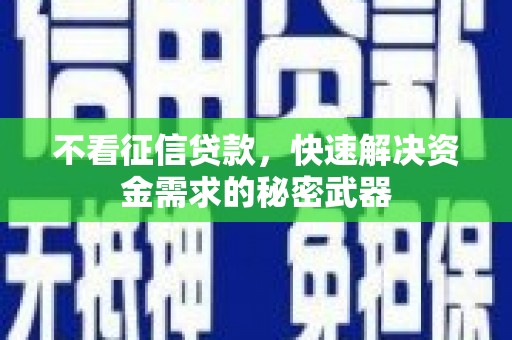 武川不看征信贷款，快速解决资金需求的秘密武器