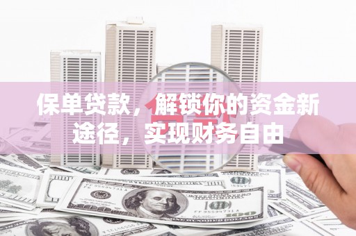 武川保单贷款，解锁你的资金新途径，实现财务自由