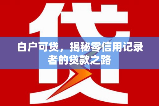 武川白户可贷，揭秘零信用记录者的贷款之路