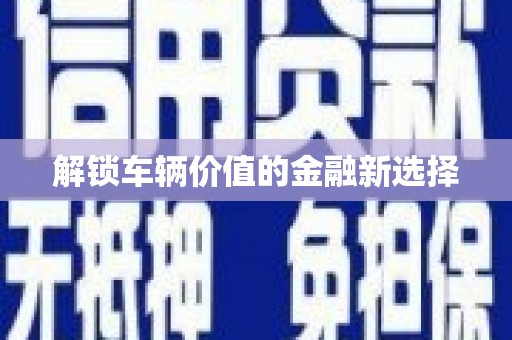 武川解锁车辆价值的金融新选择